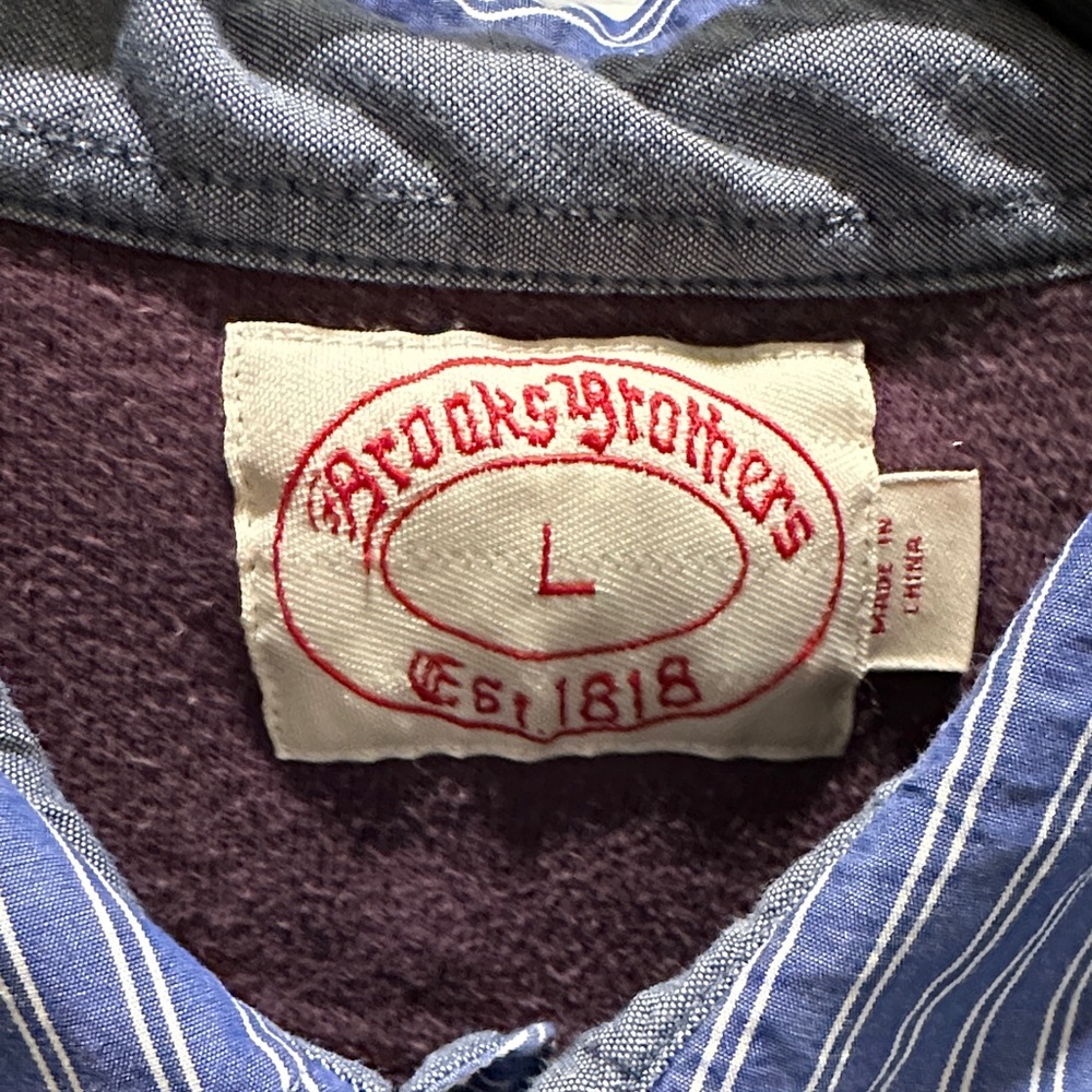 Brooks Brothers Striped Purple Rugby Shirt with Crest - Picture 2 of 2